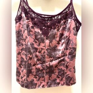 Ann Taylor 100% silk cami slip lace top with side zip size 8
